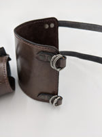 Handmade and hand carved leather bracers, cuff bracelets, vambraces
