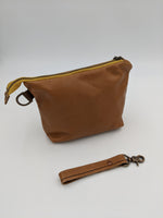 Handmade brown leather zipper pouch, travel bag, toiletry pouch, make-up pouch
