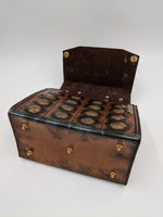 Handmade, hand carved, hand painted leather structured handbag, shoulder bag Dalek