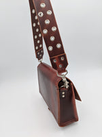 Handmade Leather saddle bag, satchel with guitar strap style strap