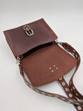 Handmade Leather saddle bag, satchel with guitar strap style strap