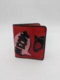 Handmade leather folding wallet, bifold wallet, Cat design