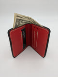 Handmade leather folding wallet, bifold wallet, Cat design