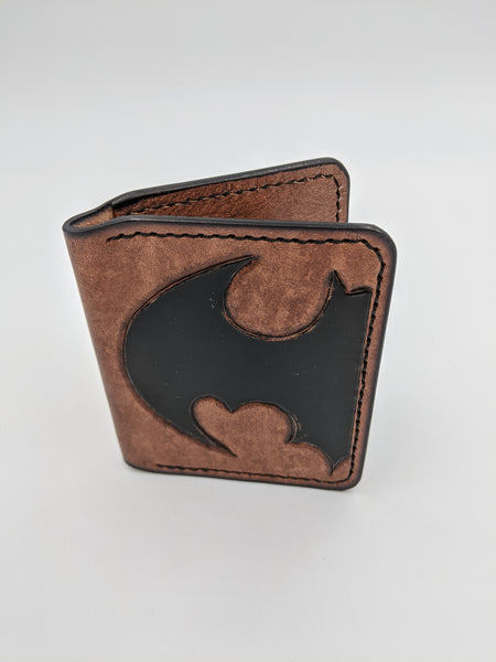 Handmade leather wallet, minimalist wallet, card wallet, Bat design