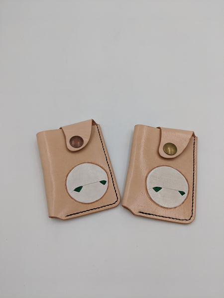 Handmade leather minimalist wallet, slip wallet, card holder with Marvin