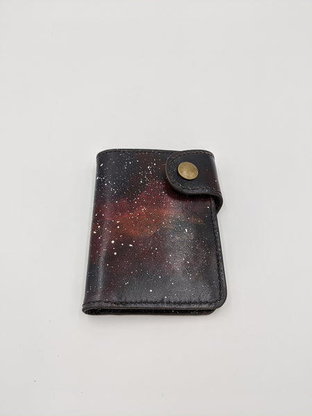 Handmade leather, space, galaxy patterned biker wallet, bifold wallet