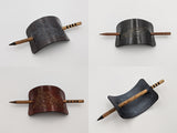 Handmade hand carved leather hair barrette small